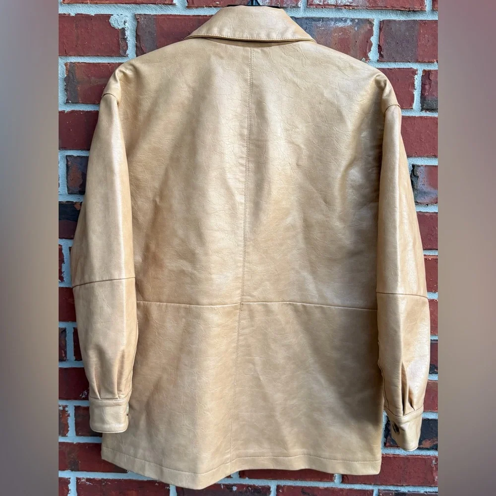 Vintage Levi's Womens Relaxed Fit Button Down Faux Leather M Blazer Jacket T5